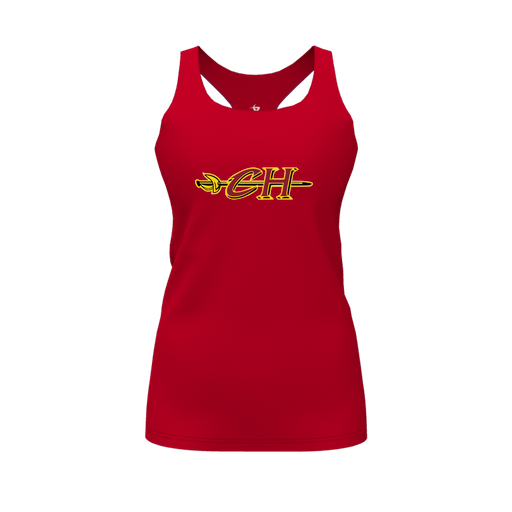 [CUS-DFW-RCBK-PER-RED-FYS-LOGO1] Racerback Tank Top (Female Youth S, Red, Logo 1)
