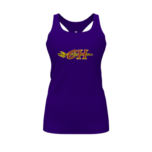 [FT0TRBPP-FYS-LOGO1] Decker Racerback Tank Top (Female Youth S, Purple, Logo 1)