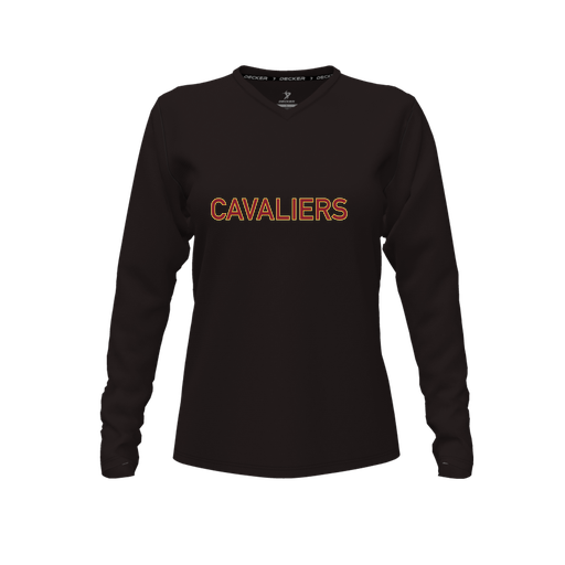 [CUS-DFW-TEES-CMF-VNK-LSL-BLK-FYXS-LOGO2] Decker Comfort T-Shirt (Female Youth XS, Black, V Neck, Logo 2, Long Sleeve)