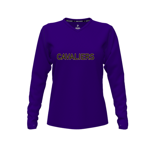 [CUS-DFW-TEES-PER-VNK-LSL-PUR-FYXS-LOGO3] Performance T-Shirt (Female Youth XS, Purple, V Neck, Logo 3, Long Sleeve)