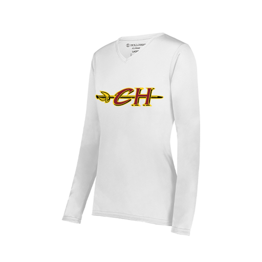 [222824.005.S-LOGO1] Ladies LS Smooth Sport Shirt (Female Adult S, White, Logo 1)