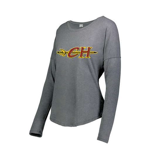 [3077.013.XS-LOGO1] Ladies LS Ultra-blend T-Shirt (Female Adult XS, Gray, Logo 1)
